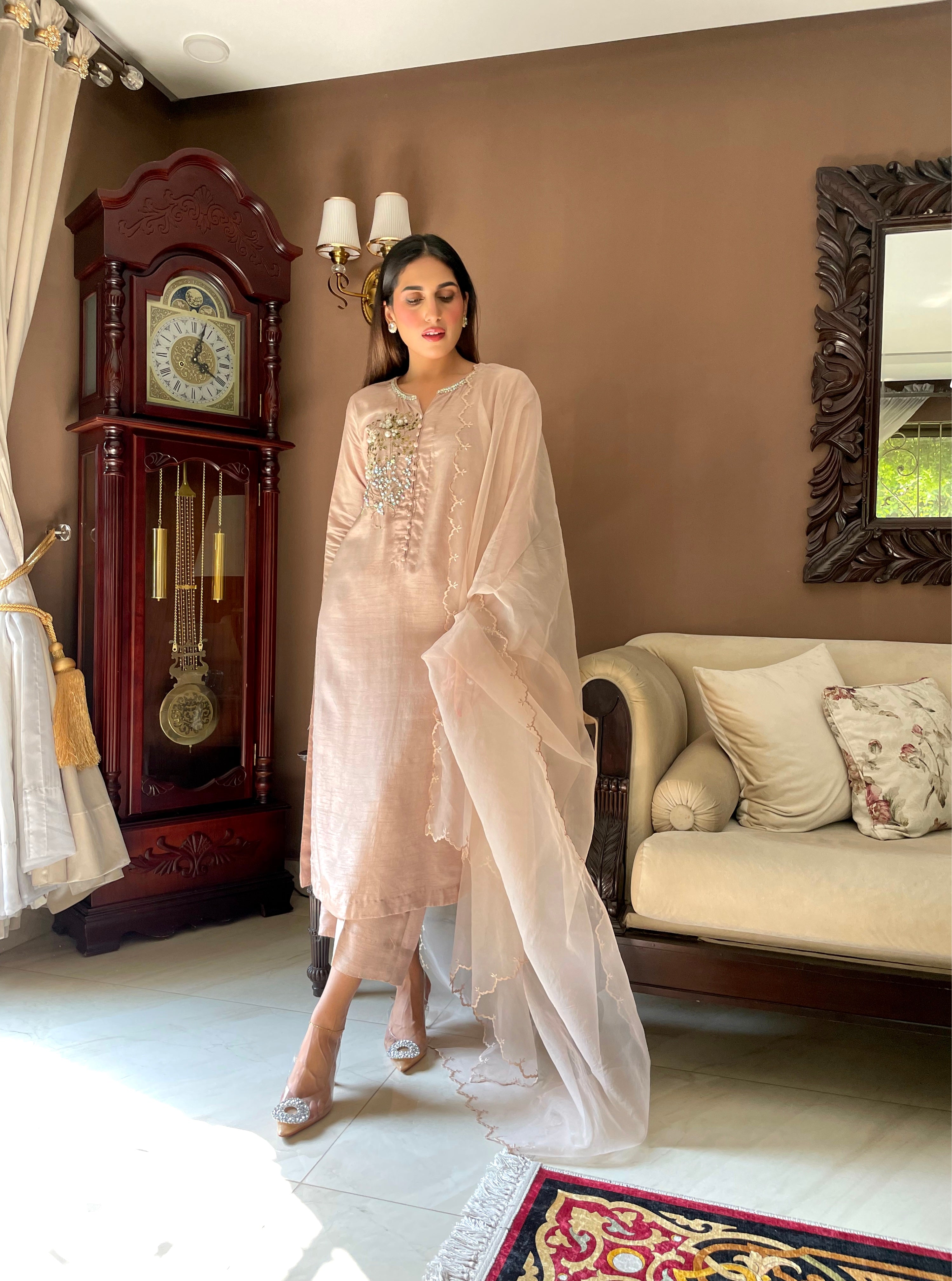Pale pink long shirt (made to order)