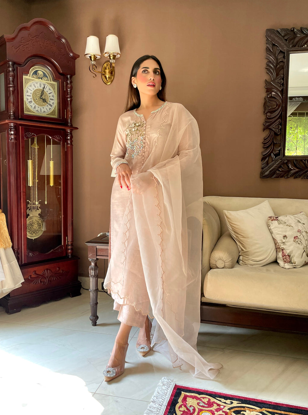 Pale pink long shirt (made to order)
