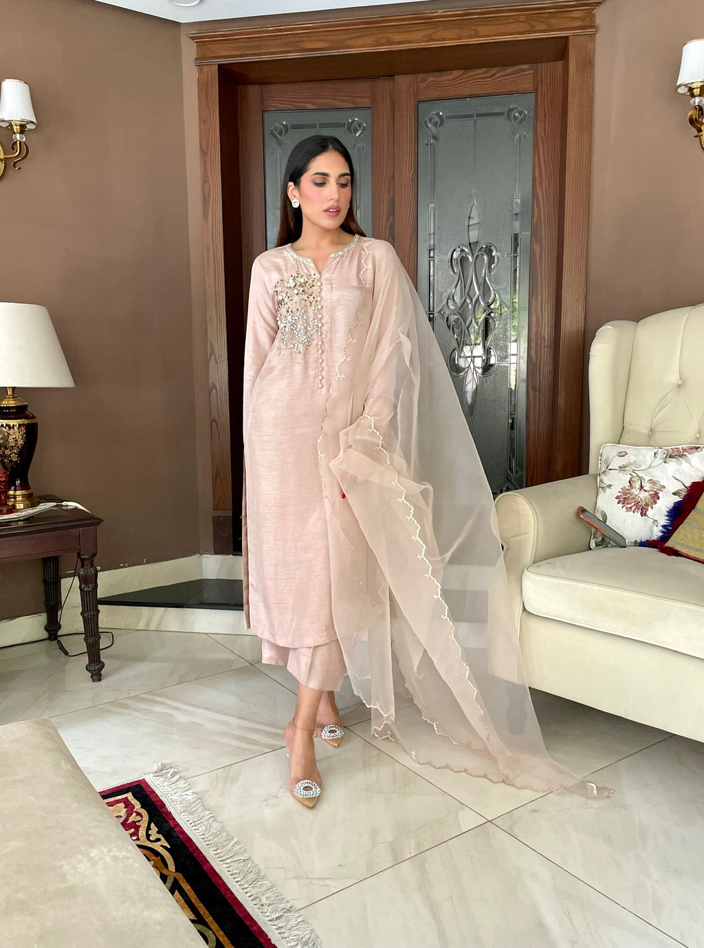 Pale pink long shirt (made to order)