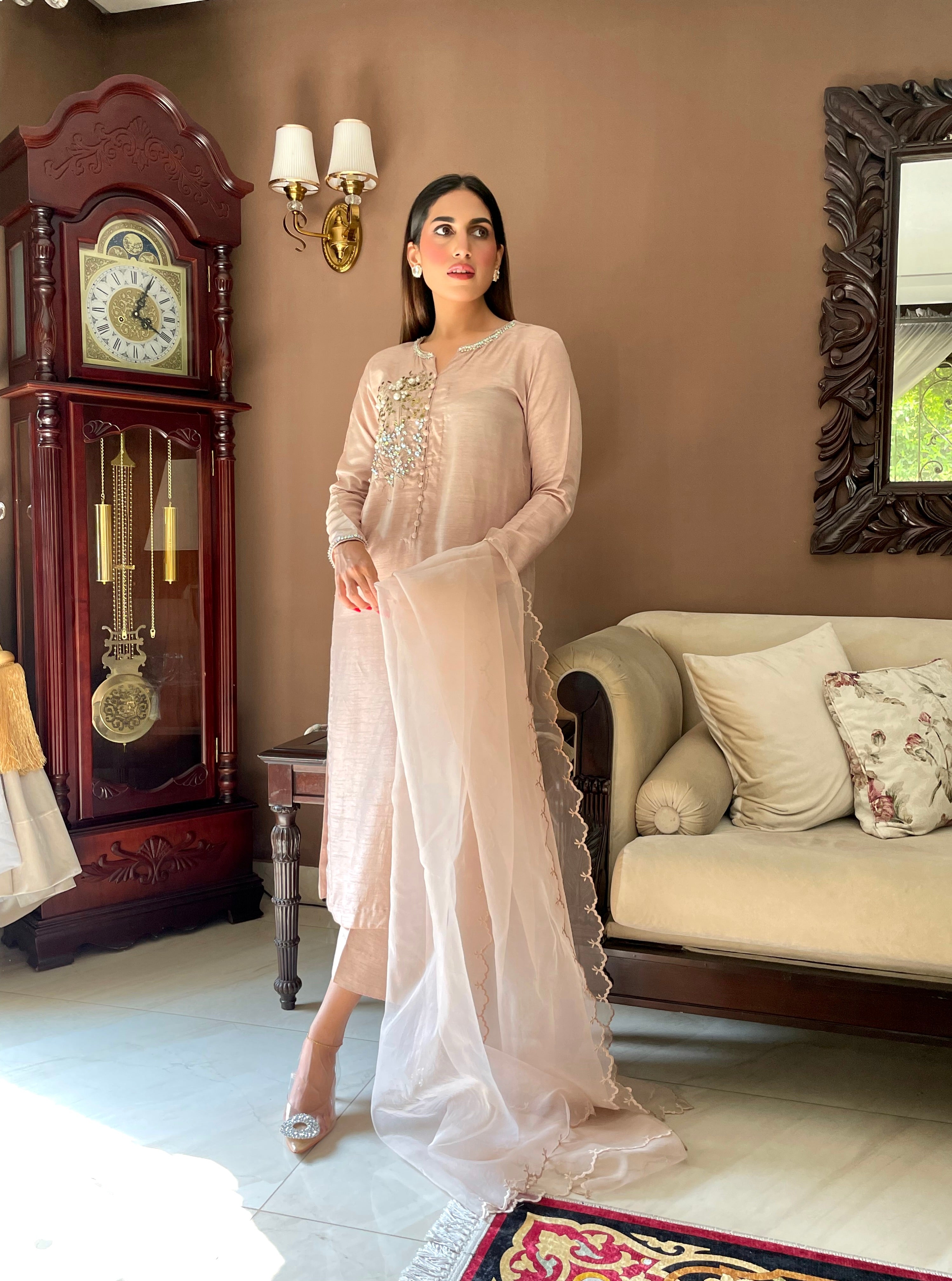 Pale pink long shirt (made to order)