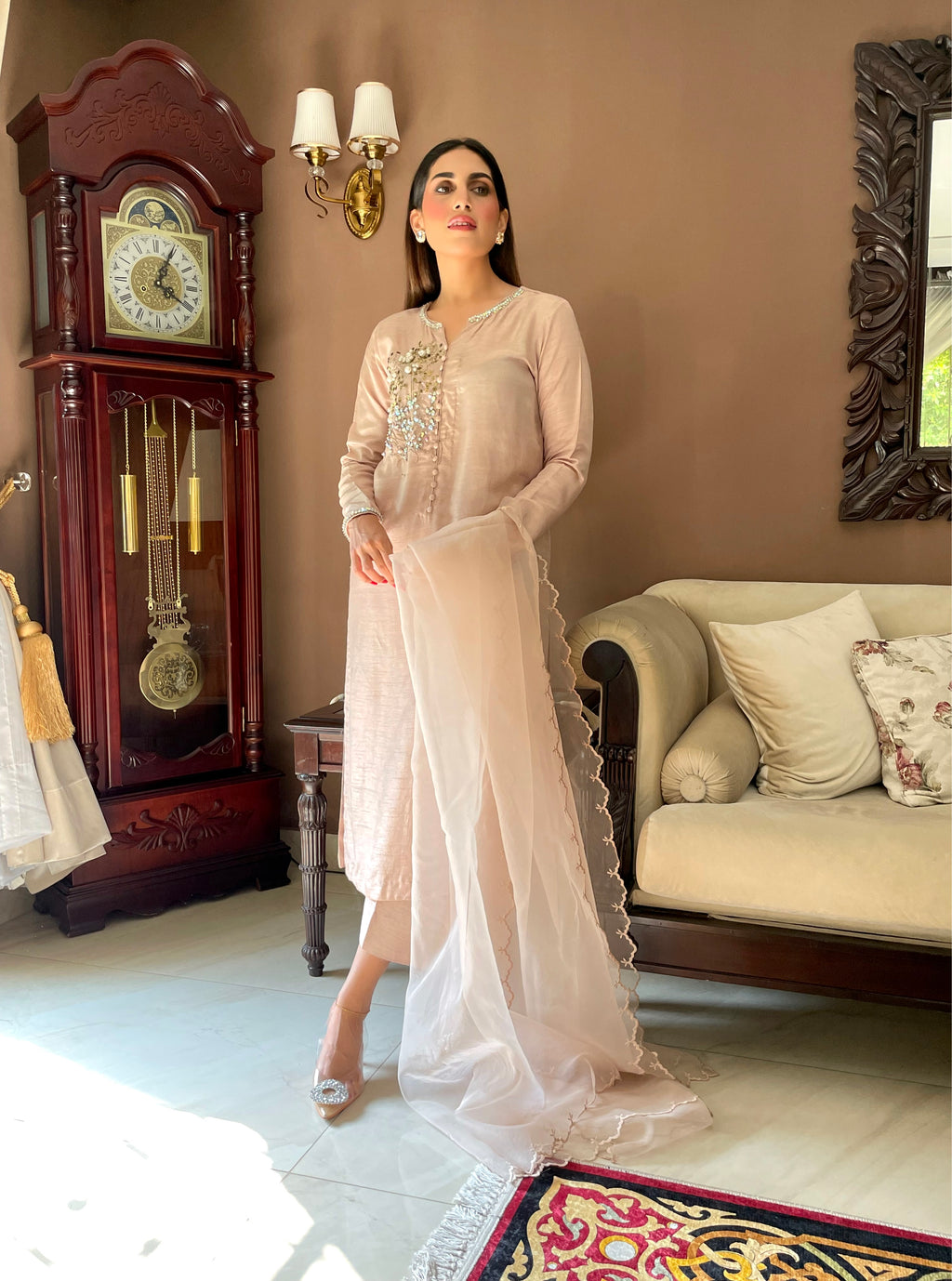 Pale pink long shirt (made to order)