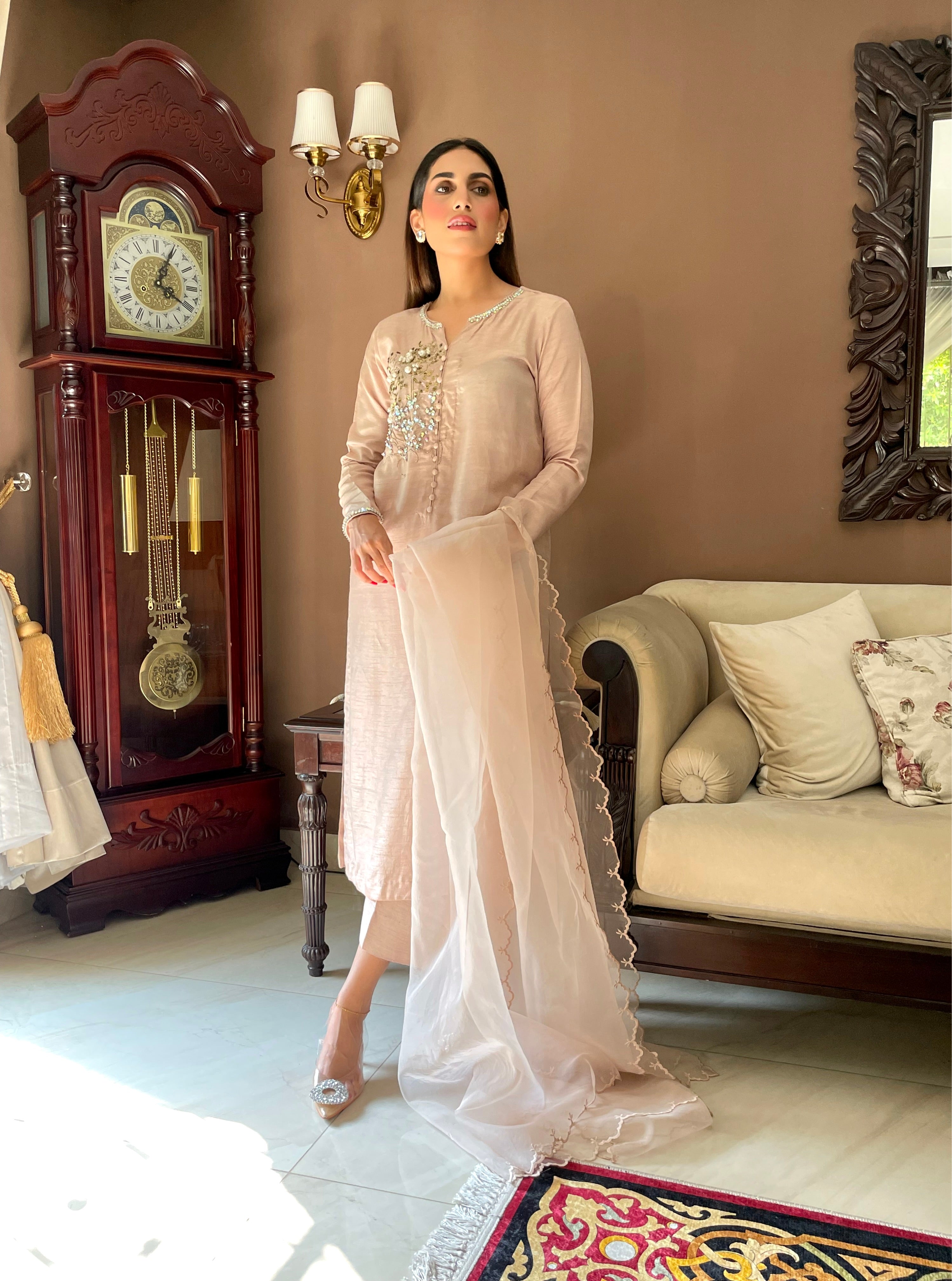 Pale pink long shirt (made to order)