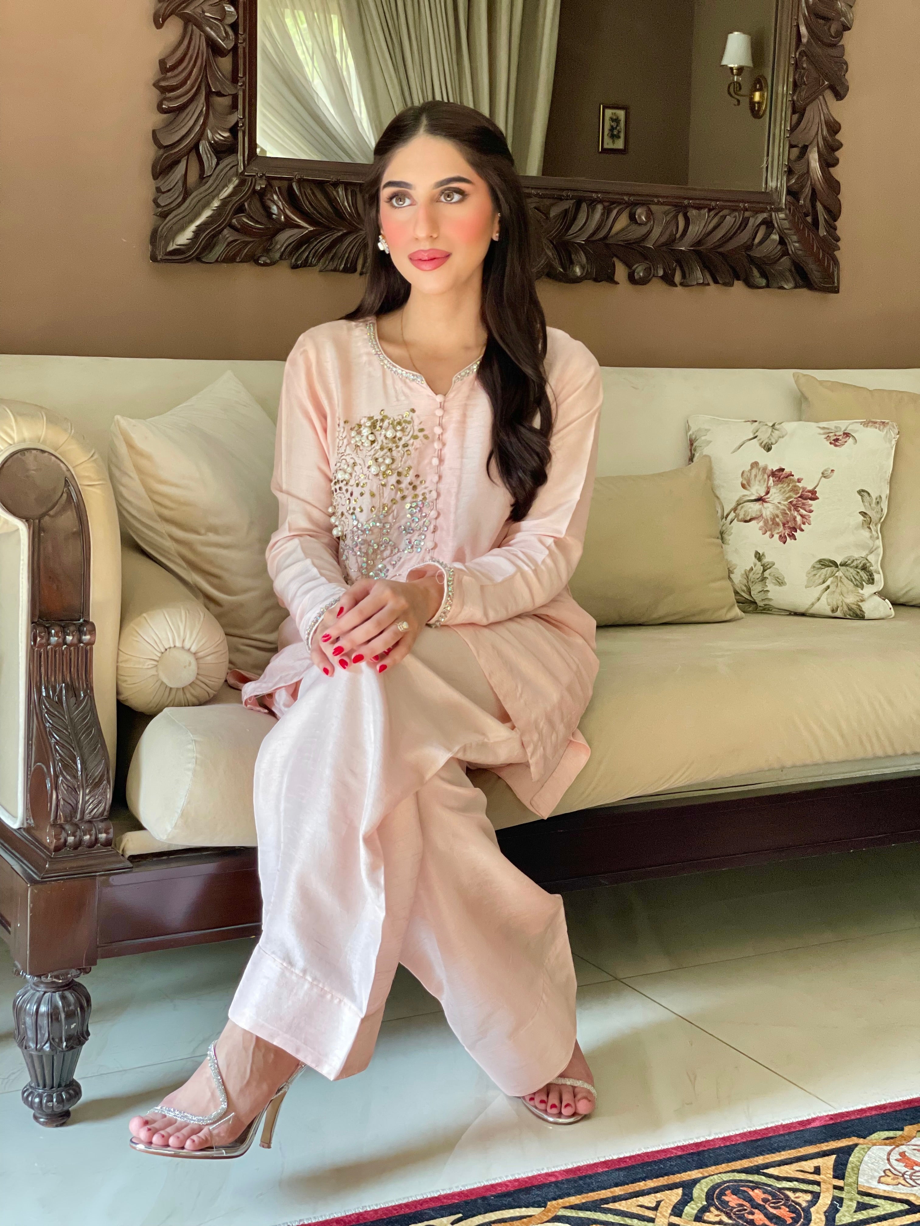 Pale pink short shirt (made to order)