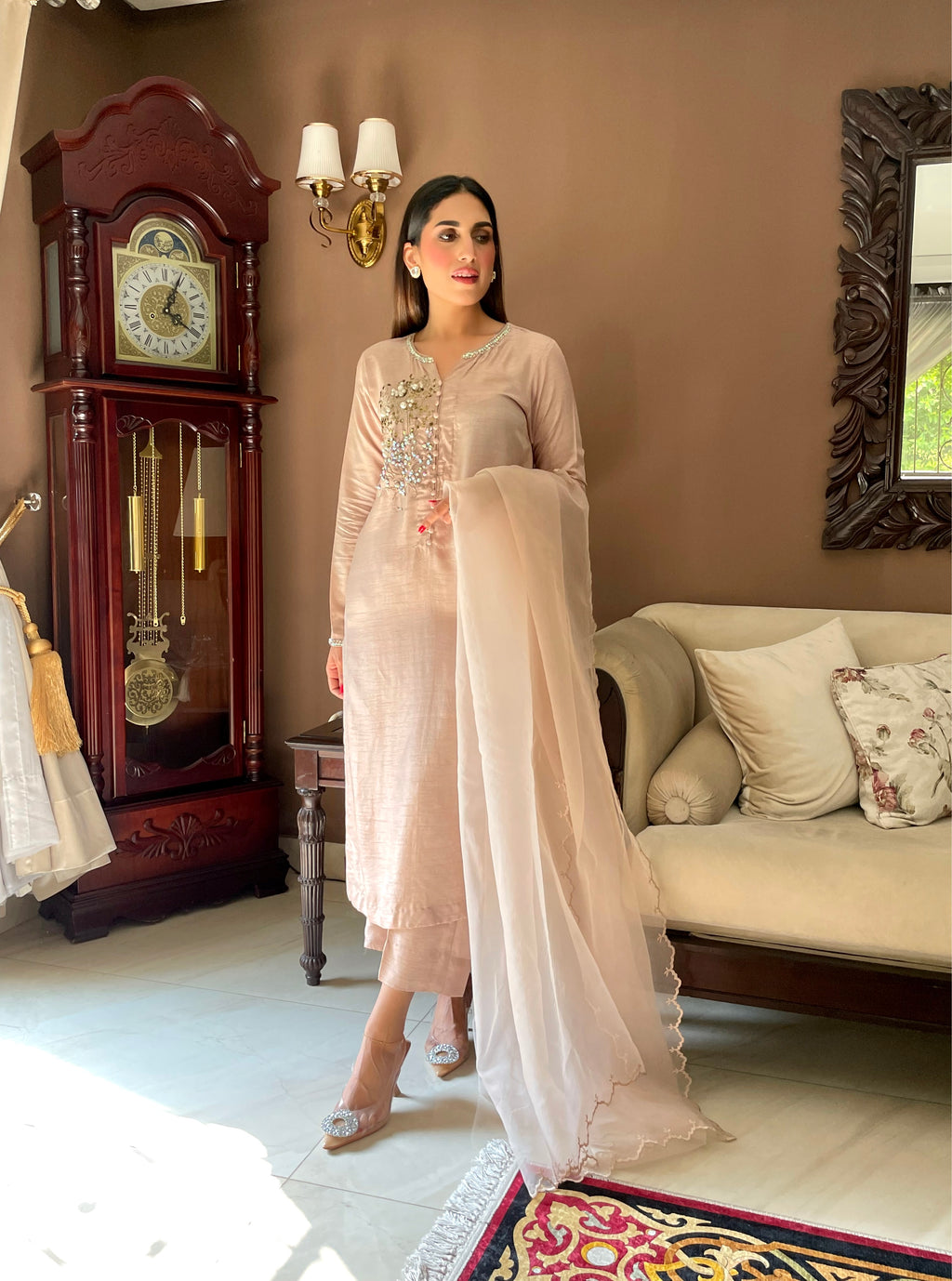 Pale pink long shirt (made to order)