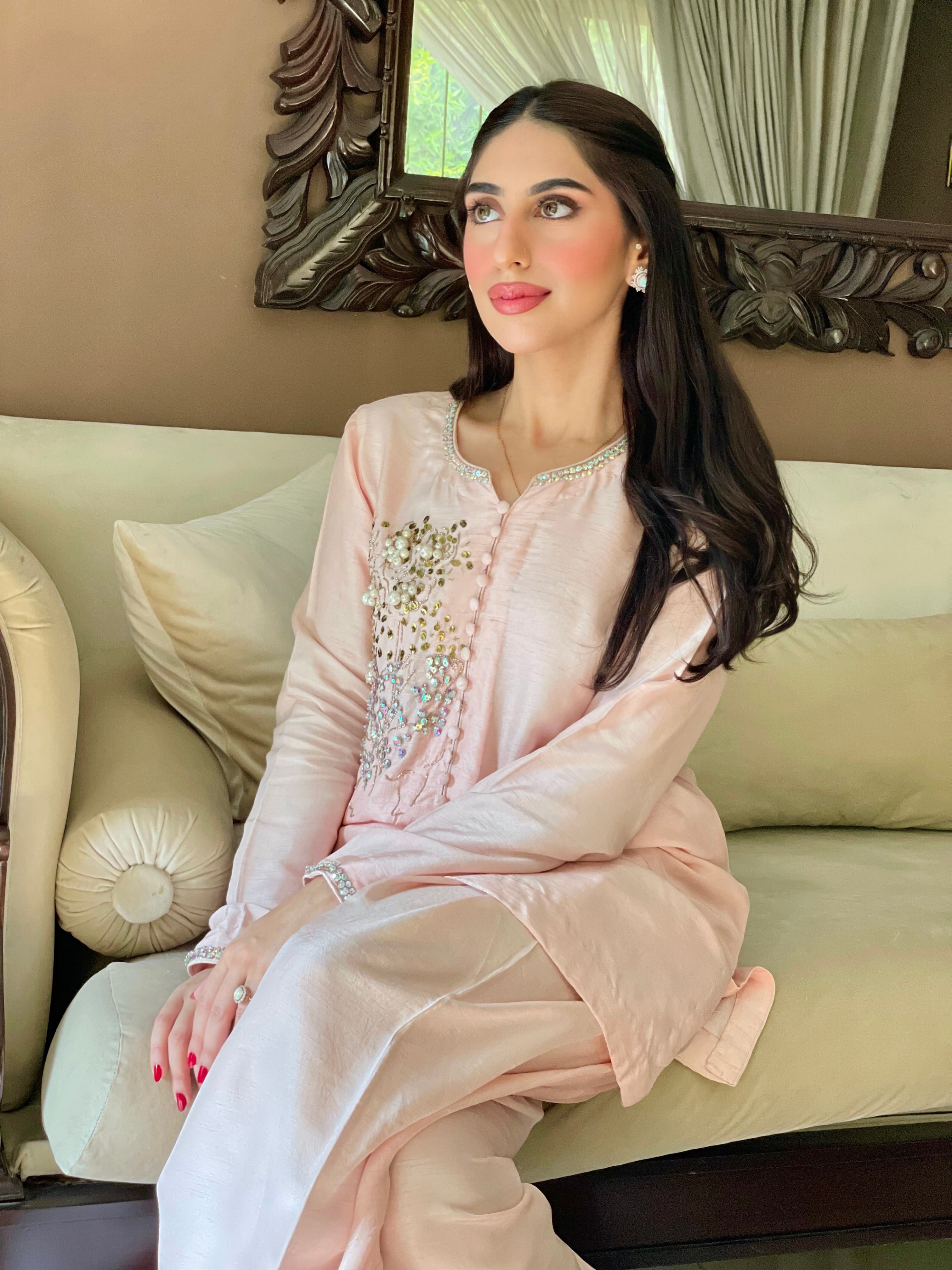 Pale pink short shirt (made to order)